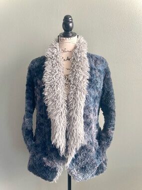Faux-Fur Blue & Grey Cardi Jacket